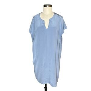 R LABEL Blue‎ Silk Mini Shift Dress Women's Size Medium Slip Short Tunic